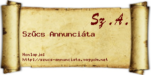 Szűcs Annunciáta névjegykártya